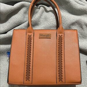 Wrangler Brown Satchel with Braided Detail 3 piece set